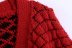 Red & Black Matching Knitted Sweater Cardigan Coat NSXFL107089