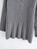 Gray Turtleneck Buttoned Long-Sleeved Sweater NSXFL107091