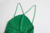 Green Sleeveless Pleated Suspender Dress NSXFL107099