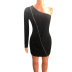Solid Color Thread Irregular Single-Sleeved Dress NSZH107134