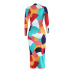 Color Printed Pit Strip Long Sleeve Dress NSQMG107428