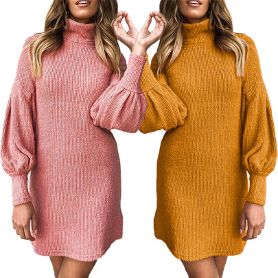 Solid Color Thread Round Neck Long Sleeve Dress Nihaostyles Clothing Wholesale NSSYV107440