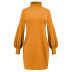 solid color Thread Round Neck Long Sleeve Dress nihaostyles clothing wholesale NSSYV107440
