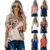 V-neck printed loose pleated pullover top nihaostyles clothing wholesale NSSYV107450