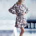 Long-Sleeved Printed Ruffled Lace-Up Floral Dress NSYYF107453