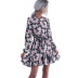 Long-Sleeved Printed Ruffled Lace-Up Floral Dress NSYYF107453