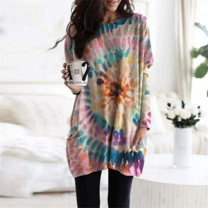 Casual Printed Spiral Long Sleeve Dress Nihaostyles Wholesale Clothes NSYHY107486