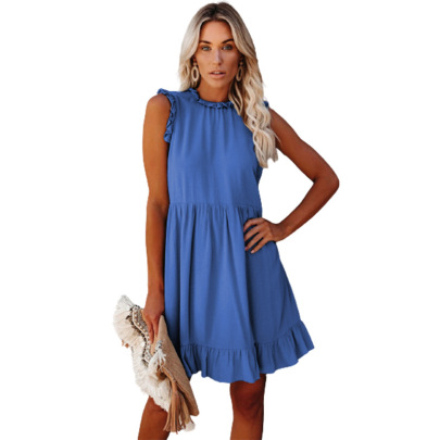 Casual Ruffled Sleeveless Dress Nihaostyles Wholesale Clothes NSYHY107489