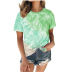 Short Sleeve Round Neck Tie-Dye Print T-Shirt NSYHY107494