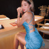 Sling Tube Top Slit Pleated Hollow Lace-Up Satin Dress NSLGY107533