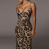 Sling Sleeveless V-Neck Print Slim Dress NSLGY107534