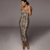 Sling Sleeveless V-Neck Print Slim Dress NSLGY107534