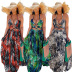 Suspenders Sleeveless Chiffon Print Dress NSLGY107539