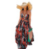 Suspenders Sleeveless Chiffon Print Dress NSLGY107539