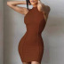 Round Neck Sleeveless Solid Color Slimming Dress NSLGY107542