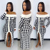 Houndstooth Split Word Collar Knitted Sweater Dress NSLGY107546