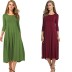 Round Neck Long Sleeves Solid Color Big Swing Dress NSLGY107547