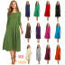 Round Neck Long Sleeves Solid Color Big Swing Dress NSLGY107547
