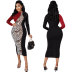 Leopard Print Mid-Waist Mid-Length Slim Dress NSXHX107633
