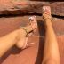 Square Toe Flip-Flop Metal Rhinestone Chain High-Heeled Sandals NSSO107784
