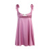 solid color tie satin mid-waist strappy slip dress NSFLY107817
