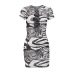 Zebra Pattern Mesh Hollow Short-Sleeved Sheath Dress NSFLY107821