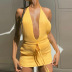 Sexy Low-Cut V-Neck Solid Color Slim Halter Dress NSFLY107845