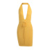Sexy Low-Cut V-Neck Solid Color Slim Halter Dress NSFLY107845