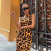 chaleco con estampado de leopardo halter vestido midi ajustado NSFLY107852