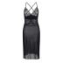 Solid Color Lace See-Through Deep V-Neck Slip Dress NSFLY107853