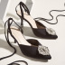 zapatos de tacón de aguja con cordones y diamantes de imitación en punta NSSO107858