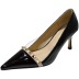 Pointed Shallow Mouth Rivets Patent Leather Stiletto Shoes NSSO107875