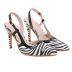Color Matching Striped Pointed Shallow Mouth Hollow Stiletto High Heels Shoes NSSO107881