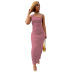 One-Shoulder Sling Solid Color Split Pleated Dress NSMYF107919