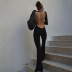Long-Sleeved Open Back Slim Straight Wide-Leg Casual Jumpsuit NSSS107951
