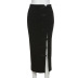 Retro Style Solid Color Split Hip Slim Skirt NSSS107968