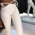 Tight-Fitting Stretch Pu Leather Lace-Up Pants NSKFE107997