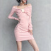 Solid Color Slim Long Sleeve Suspender Dress NSSS108037