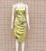 Print Suspenders Irregular Pleated Floral Dress NSCZ108130