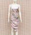 Print Suspenders Irregular Pleated Floral Dress NSCZ108130