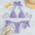 Lace-Up Accessories Backless Solid Color Hanging Neck Split Bikini 2 Piece Set NSZO108187