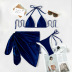 Solid Color Lace-Up Hanging Neck Split Bikini Three-Piece Set NSZO108188