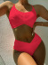 Nylon Solid Color High Waist Split Bikini 2 Piece Set NSZO108191