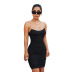 Transparent Shoulder Straps Pleated Tight-Fitting Suspender Dress NSHPH108239