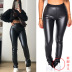 Skinny Pu Leather Elastic Casual Split Legging NSHPH108243