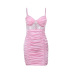 Lace Stitching Sling Folds Waist Slimming Dress NSXE108281