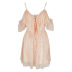 Net Yarn Ruffled Loose Hollow Lace-Up Sling Dress NSLBK108328