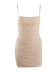 Backless Folds Mesh Lace-Up Solid Color Slim Sling Dress NSLBK108337
