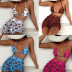 Butterfly Print Lace-Up Split Bikini Three-Piece Set NSZO108346