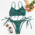 Leopard Print Lace-Up Split Bikini 2 Piece Set NSZO108347
